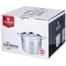 КАСТРЮЛЯ AGNESS 26X20 10,0 Л. ВЫСОКОКАЧЕСТВЕННАЯ НЕРЖ СТАЛЬ 18/10 ИНДУКЦИОННОЕ ДНО  фото 2