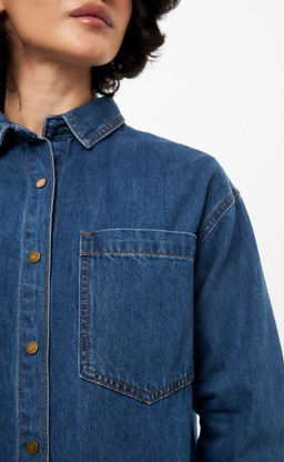 Рубашка джинс F322-0410 b.blue - Fine joyce фото 5