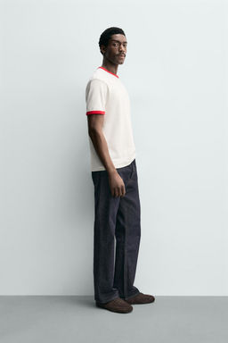 CAMISETA RIB CONTRASTE B?SICA / Blanco / Rojo - Zara фото 4