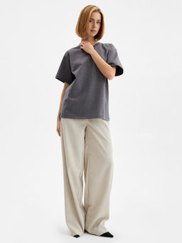 Футболка со стразами женская MIST, серая, размер S