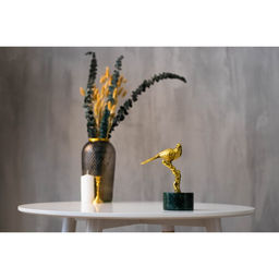 Фигура на подставке «Птица на ветке», мрамор, латунь, 16×8×24 см