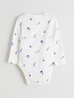 Bisiklet Yaka Bask?l? Erkek Bebek ??t??tl? Body