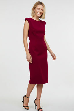TRENDYOLMILLA Siyah Fitted/Vucuda Oturan Vatkal? Esnek Midi Orme Elbise TWOSS25EL00113  фото 2