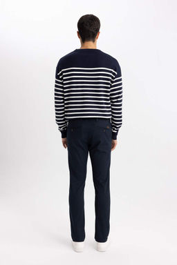 Брюки-чиносы узкого кроя из габардина и парусины - Defacto фото 6