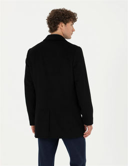 Siyah Y_n Kar___ml_ Ekstra Slim Fit Ka_e Kaban
