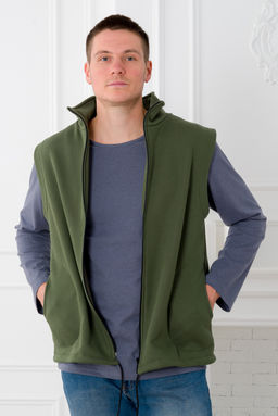 Жилет мужской из футера 3-х нитка хаки макси - Амадэль фото 3
