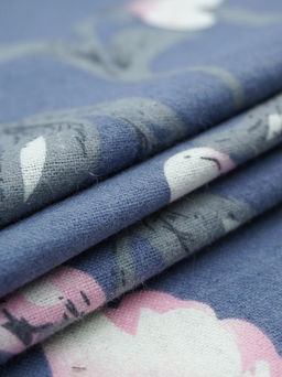 Теплый хлопок Цветущая магнолия цв.джинсовый, СОРТ2, ш.1.45м, хлопок-100%, 150гр/м.кв - Купава фото 6