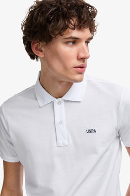Erkek Regular Fit Polo Yaka Beyaz Basic Ti__rt