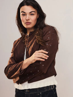 Жакет замшевый с заклепками / Zarina  фото 11