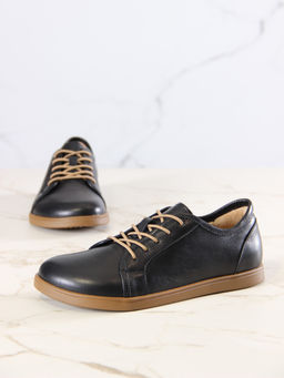 Кеды босоногие кожаные 182.астиbr.Черный стар/Кожа - Edart фото 2