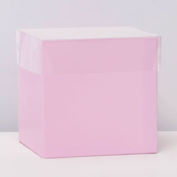 Коробка для цветов с PVC крышкой, 12×12×12 см, розовая