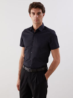 Slim Fit K?sa Kollu Gabardin Erkek G?mlek