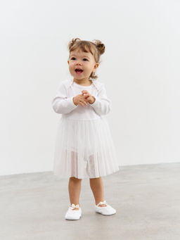 Платье-боди с юбкой из фатина Молоко 0+