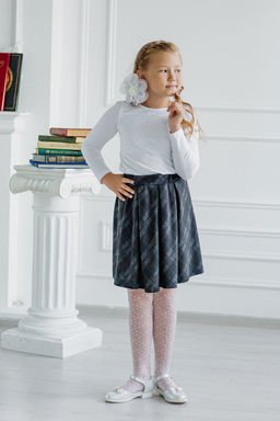 Юбка детская школьная из милано серая в клетку Dress Code - Амадэль фото 3