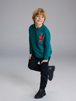 Bask?l? Uzun Kollu Erkek ?ocuk Ti??rt