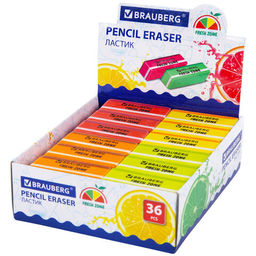 Цена за 3шт. Ластик большой BRAUBERG "Fresh Zone" цвет ассорти, прямоугольный, скошенный