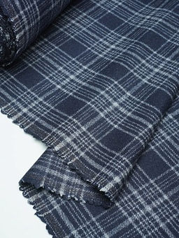 Шерсть пальтово-костюмная Твид Клетка цв.серо-голубой на синем, ш.1.5м, шерсть-60%, п/э-40%