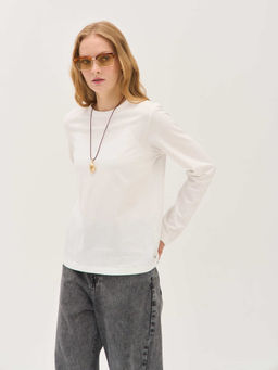 Лонгслив из 100% хлопка "Молоко" женский