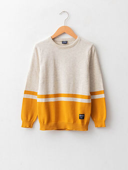 Bisiklet Yaka Renk Bloklu Uzun Kollu Erkek ?ocuk ?nce Triko Kazak