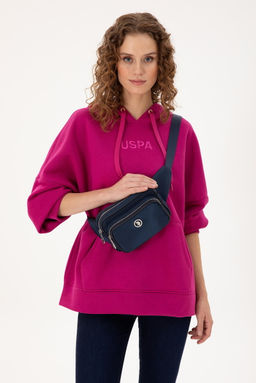 Женская темно-синяя стеганая поясная сумка