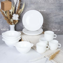 Столовый набор 12 предметов с кружками / FA-XTW55 (WHITE) /уп 1/