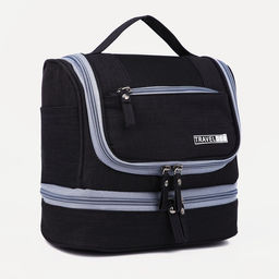 Косметичка - несессер дорожная на молнии, с крючком, с ручкой, с отделами, чёрная