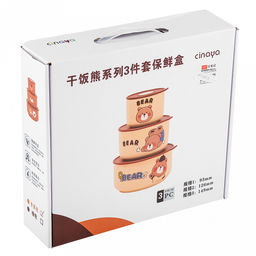 Три медведя Салатник-контейнер фарфоровый, набор 3 штуки: 300мл, д9,3х6,8см; 580мл, д12,6х7,1см; 820мл д14,9х7,3см, цветной, цвет - карамельный, пластмассовая крышка, герметичная, с пароотводом, в подарочной коробке (Китай) - Домашняя мода фото 5