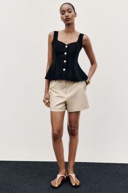 STRETCH PEPLUM WAISTCOAT TOP