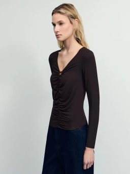 Облегающий лонгслив из модала / Zarina  фото 4