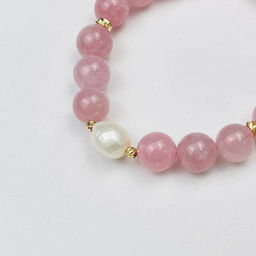 Браслет из Розового кварца и Жемчуга 18 см