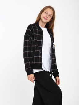 Толстовка бомбер Колледж черная клетка Ладошки  фото 22