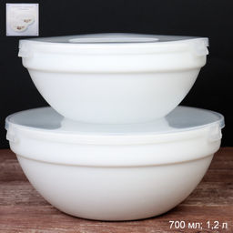 Салатник с крышкой 2 предмета белый / GRAY-SW2A (WHITE) /уп 18/ - Галеонтрейд фото 2