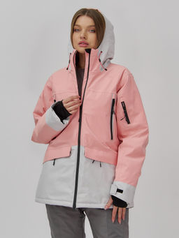 Горнолыжная куртка женская зимняя персикового цвета 7077P - Chunmai фото 4