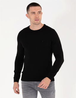Siyah Slim Fit Bisiklet Yaka Basic Triko Kazak - Pierre cardin фото 4