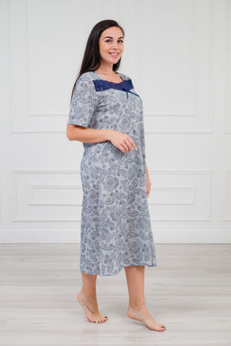 Ночная сорочка из кулирки Кружевница огурчик сине-васильковый - Амадэль фото 8