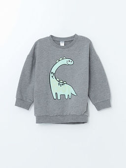 Bask?l? Kal?n Erkek Bebek Sweatshirt