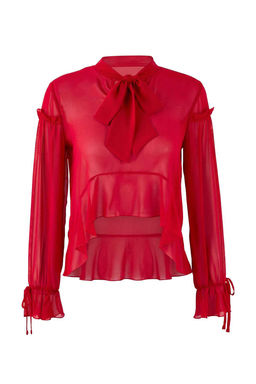 K?rm?z? Fular Yaka Onu K?sa Sifon Transparan Bluz TWOSS26BZ00212 - Trendyolmilla фото 5