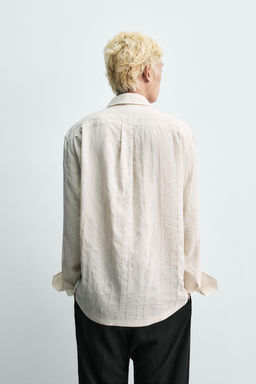 CAMISA JACQUARD RAYAS / Blanco roto - Zara фото 3