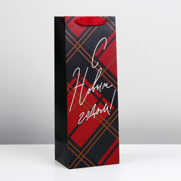 Пакет под бутылку С новым годом!, 13 х 36 х 10 см