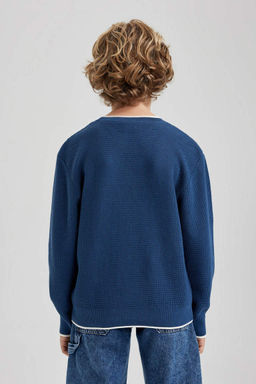 Трикотажный свитер с круглым вырезом для мальчика - Defacto фото 6