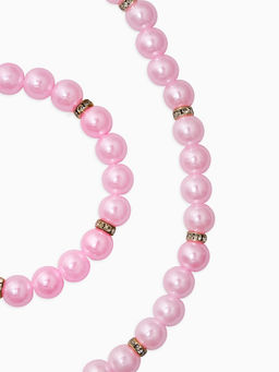 Цена за 2 шт. Набор детский «Выбражулька» 2 предмета: бусы, браслет, жемчуг стразы, цвет нежно-розовый