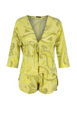 Trendyolmilla Cok Renkli Etnik Desenli Baglama/Fiyonk Detayl? Viskon Sortlu Dokuma Pijama Tak?m? THMSS23PT00165  фото 13