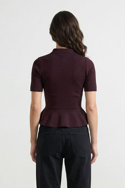 Murdum Peplum/Belden Oturmal? Dugme Detayl? Triko Bluz TWOSS26BZ00158 - Trendyolmilla фото 5