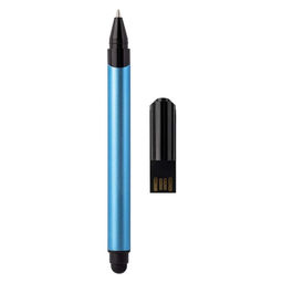 Ручка SmartBuy шар. 3в1 + флеш-накопитель 32GB + стилус (SB032GB2BTSB) синяя, синий корпус, в пакете