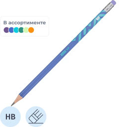 Карандаш чернографитный Attache Soft HB, ласт, шестигр, дерево, в асс  фото 2