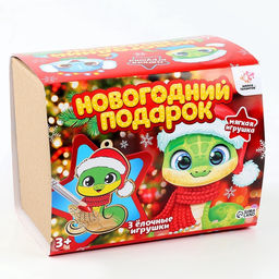Новогодний подарок Змейка, 3 основы для росписи, мягкая игрушка