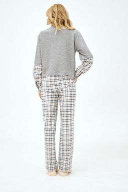 Джемпер NIKVA н392-1 серый, клетка молоко-серо-голубая  фото 3