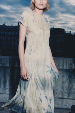 VESTIDO MIDI ESTAMPADO ZW COLLECTION / Crudo / Azul - Zara фото 5