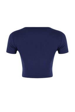 Lacivert-Gri Melanj 2li Paket Crop Viskoz/Yumusak Kumas Esnek Orme Bluz TWOSS23BZ00108