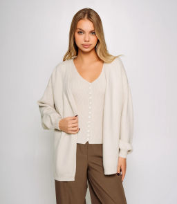 Кардиган+топ #КТ0725, бежево-серый